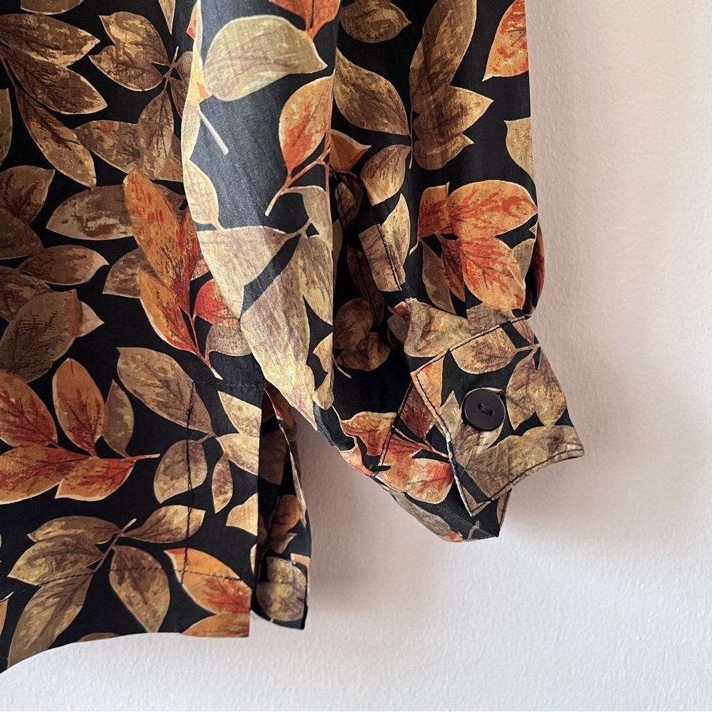 Vintage Stunt 90’s 100% Silk Leaf Print Blouse Size S - Picture 8 of 11